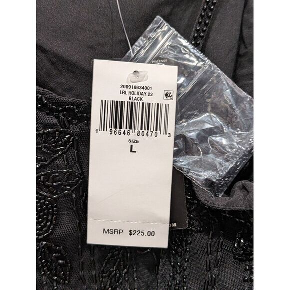 Lauren Ralph Lauren Black Label Beaded Mesh One Shoulder Camisole, L - Picture 13 of 14